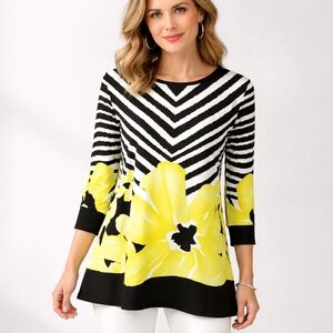 Venue Maximalist Stretch Animal Print Scoop Neck Tunic Top Women's Sz Small